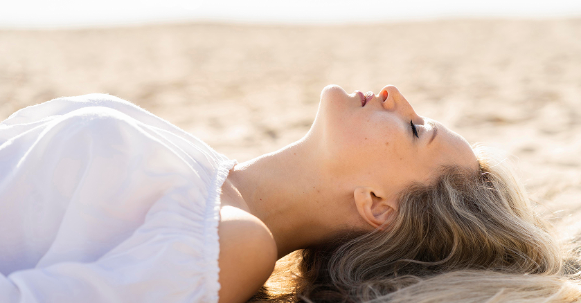 Woman relaxing on beach